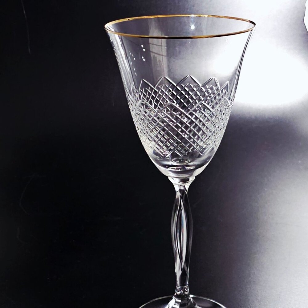 Mikasa Cathay Crystal Water Glass 8.5" Gold Rim etched diamond replacement